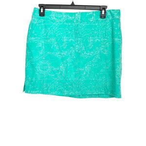 Izod Golf Women Size 14 Teal White Compass Map Tennis Skort Shorts Pockets NEW